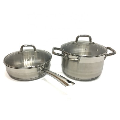 5 layers kitchenware Stainless Steel Cookware Set With Hollow Handle Casserole Deep Fry Pan set of 4pcs