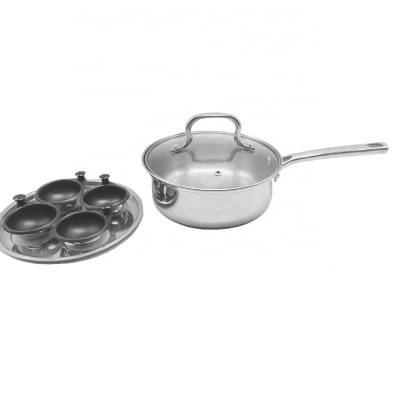 Stainless Steel egg poacher and cooker with 4pcs non-stick cups for induction