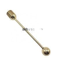 Fashion Design Straight Handle Stainless Steel Honey Stick Dipper Honey Spoon Unique Honey Stirrer Gold Color