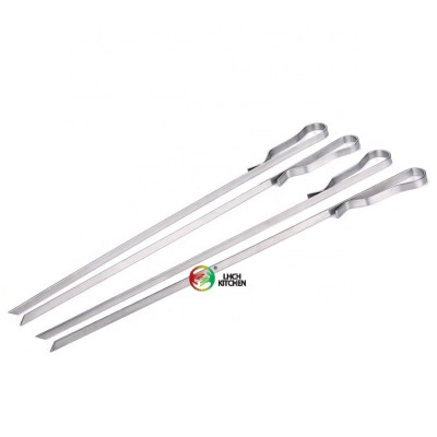 4PCS Skewers 17" Stainless Steel BBQ Barbecue Skewers 7/20" Flat Metal Grilling Skewers Set,Reusable BBQ Sticks For Outdoor Cook