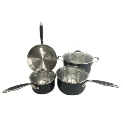 High Quality Cookware 7 pcs Stainless Steel Set with black painting