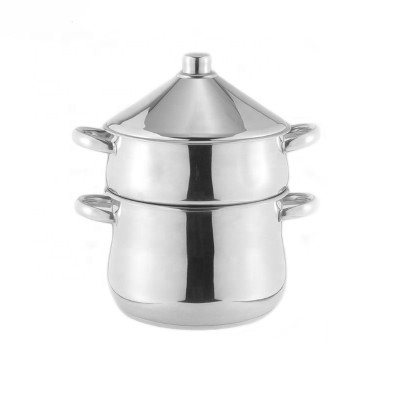 6L Mirror Polish Cooking equipment commercial steamer pots  with 2 layer for kitchen induction