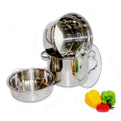 Cooking Pot Cookware Set Stainless Steel 4 pieces Excellent Quality Professional Pasta Pot And Steamer Insert With Glass Lid