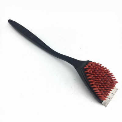 BBQ Cool Clean Nylon bristles Grill Brush for porcelain grill grate abrasive-infused with Scraper