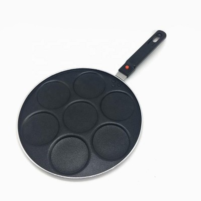 7 Cups Press Aluminum Blinis pan with non-stick coating high temperature resistance outer painting with removeable handle