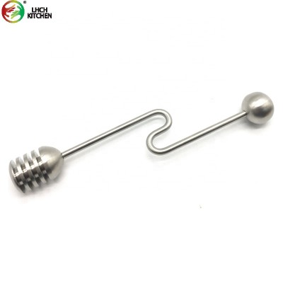 Fashion Design Curved Handle Great Quality Stainless Steel Honey Stick Dipper Honey Spoon Unique Mini Honey Stirrer